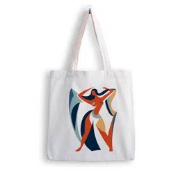 ashvah Canvas Tote Bags for Women, College Bag for Girls, Tote Bag for Shopping, Travel & Beach Bags for Women - Lady Painting - D No - 250 image 1