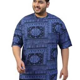 veirdo 100% Pure Cotton Oversized Loose Baggy Fit Drop Shoulder Paisley Printed Plus Size T-Shirt for Men (Sizes: 2XL to 5XL) image 1
