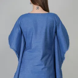 vg5 Denim Short Kaftan for Effortless Style | Blue Essence: Stylish Denim Kaftan Tunic | Easy Elegance | Everyday Wear | (in, Alpha, M, Regular, Classic Blue) image 4