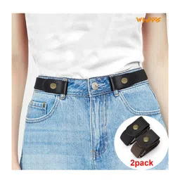 whippy 2 Pack Buckle Free Comfortable Elastic Belt For Wmen Or Men, Buckle-Less No Bulge No Hassle Invisible Belts,Black image 2