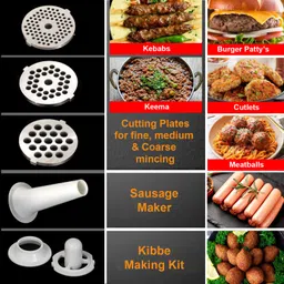 iBELL Stainless Steel Mt1750Y Meat Grinder, 1800W, Heavy Duty Mincer Machine for Mincing/Chopping Meat, Keema/Sausage/Kebab Maker (Silver) image 5