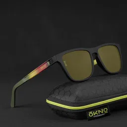 okno Eyewearlabs Sunglasses For Men & Women | Polarized Night Driving Yellow Full Rim Square Branded Stylish Spectacles | 100% UV Protection Shades | Cricket Sports Cycling Driving | Medium | Swick image 2