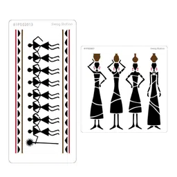 SWAGSTATION Tribal Dance Warli Art Stencil - 6x6 Inches 2 Reusable DIY Stencils for Painting on Canvas and Wall - Craft Stencil image 2