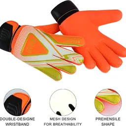 efah sports EFAH Soccer Goalie Goalkeeper Gloves for Kids Boys Children Football Gloves Protection Super Grip Palms (Orange, Size 5 Suitable for 9 to 12 Years Old) image 2