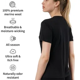 merino.tech Merino Wool T Shirt Women - 100% Merino Wool Base Layer Women Short Sleeve Tee + Merino Wool Hiking Socks image 2