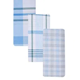 blue leaf " STITCHED LUNGIES // CLOSED LUNGIES Cotton Lungies For Men (Assorted Checks 2.25 Meter // Pack of 3) image 3