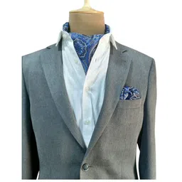 the tie hub Men's Ascot Empire Blue Paisley Cravat Tie and Pocket Square Combo Set image 4