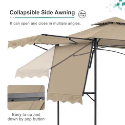 g.r chopra and company 8x5 Ft Grill Gazebo Tent, Double Tiered, Patio BBQ Canopy with Durable Steel Heavy Frame, Side Awning, 2 LED Lights, Pop-Up Premium Outdoor Canopy Tent for Decoration, Patio, Party, Poolside and Lawn image 4
