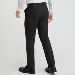 raymond Men's Solid Pattern Slim Fit Polyester Blend Flat Front Formal Trouser image 4