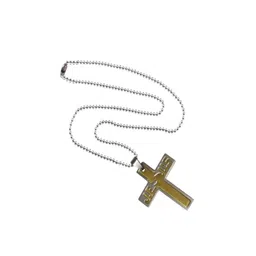 sullery Fashion Two Tone Gold Plated Jesus Cross Pendant Gold and Silver 316 L Stainless Steel Christ Crucifix Christian Cross Pendent for Men and Women image 2