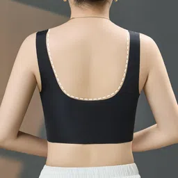 fliqa Pack of 2 Seamless Nursing Bras for Women | Breathable Sport Front-Open Design with 4 Buttons | Comfortable Multicolor Breastfeeding Bras image 3