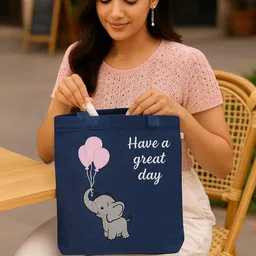 masq by Q-One Embroidered Denim Tote Bags for Women with Zip, College Bag for Girls, 100% Organic Cotton Tote Bag for Traveling & Daily Use | Stylish Gifts for Women and Girl image 2