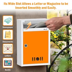 JD FRESH Wall Mount A4 Size Letter Box/Mail Box/Suggestion Box/Complaint Box for Office/Post Box for Home gate with Clear Window View & Secure Key Lock - (Orange) image 5