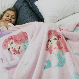 BLiSS HUES Glow in The Dark Blanket Gifts for Toddler Kids Teen Girls| 80 x 70 inch/ 200cm x 180cm |Bedroom Décor, Lightweight Throw Blankets|Soft Cozy Fluffy Luminous Throw Blanket - Pink Mermaid image 3