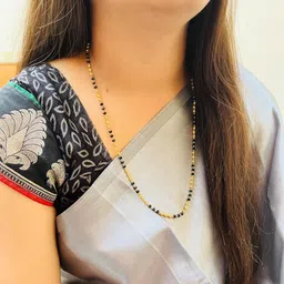 jhb Women Traditional Black Bead Chain and Gold Plated Neck Chain for Women & Girls Wedding, Engagement and Anniversary (Black and Golden) image 5