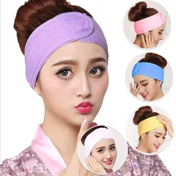 ap & zp Adjustable Wide Hairband Yoga Spa Bath Shower Makeup Wash Face Cosmetic Headband For Women (multicolour) image 2