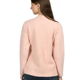 ladywillington Lady Willington Women Woolen Round Neck Self Design Hair Fabric Cardigan Winter Wear Pure Wool Cardigan for Women Long Cotty Fully Warm Cardigan Free Size image 2