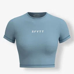 sfytt Women Gym Crop Top Athletic Yoga Short Sleeve Fitness Tight Tee Outdoor Workout Cropped Tank Tops image 2