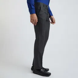 raymond Men's Polyester Blend Solid Pattern Slim Fit Flat Front Formal Trouser image 2