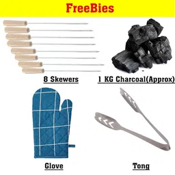 b.n.brights Foldable Charcoal Brivecase Barbeque Tandoori Grill With Tong Glove Charcoal 8 Wooden Sheak for Outdoor indoor Restraunt Home image 3