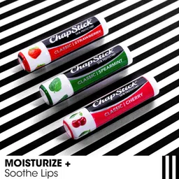 Chapstick 3 Pack, Cherry/Strawberry/Spearmint, Classic (3 Sticks) Cherry, Strawberry & Spearmint Flavor Skin Protectant Flavored Lip Balm Tube, 0.15 Ounce Each image 4
