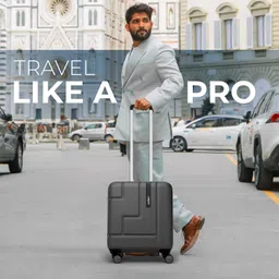 safari Aviator 50 cm Cabin Overnighter Laptop Trolley Bag, Hard Case Polycarbonate, TSA Lock, 8 Wheels 360 Degree Wheeling Carry on Luggage, Suitcase for Travel, Trolley Bags for Travel, Gun Metal image 2