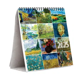 PAPER PLANE DESIGN 2025 Monthly Calendar Desk/Table Calendar (Vincent Van, 8 Inch x 8 Inch) image 1