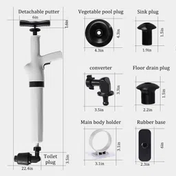 Brightness 9 in 1 Air Plunger for Toilet, Toilet Plunger, Drain Plumb Plunger, Power Plunger, High Pressure with 9 Detachable Assembly Heads for Plugging Toilets, Kitchens, Bathrooms,Drains image 2