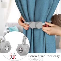 INOVERA (LABEL) 2 Pieces Magnetic Windows Curtain Tiebacks - Decorative Curtains Holders Rope Holdbacks -Drapery Binding Tie Backs for Home, Office (Grey) image 3