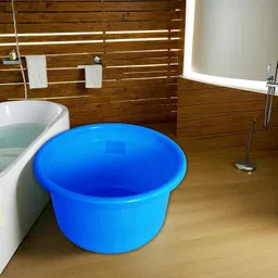 Kuber Industries Plastic Tub | Bath Tub of Bathing & Washing | Tub for Bathroom | Bathtub for Baby | Lightweight & Durable Water Tub | 25 LTR | Blue image 2