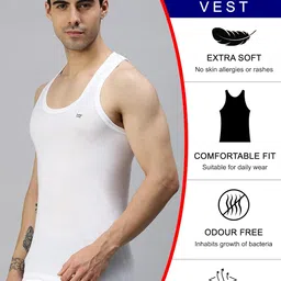 lux cozi Men's Cotton Modern Fit Vest (Pack of 3) image 3