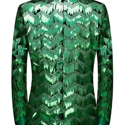 pyiujtr Men's Tassel Sequin Suit Lapel Slim Fit Stylish Jacket Wedding Prom Dinner Party Blazer image 2