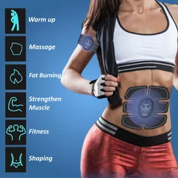 DR PT ABS Stimulator Thigh, Calf, Arm, Hip Fitness Belt and Abdominal Toner Equipment Back Massager for Battery Powered Muscle Adult Women and Man at Home Workout Gym, Black image 5