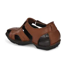 hitz Men's Black Leather Casual Comfort Sandals image 5