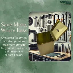 Money Box, Rectangle Big undiyal (8.1 Inch * 5.7 Inch) Square Big undiyal/Saving Box/Collection Box/Gullak/Handmade Tin Saving Box for Home image 3