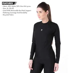 tyr Nylon Eco Long Sleeve Rashguard, S/32 (Black) image 3