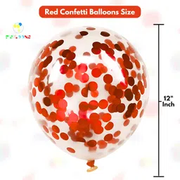 Flyloons Red Happy Anniversary Banner with Confetti Balloons Decoration Kit for Men Women 8 Pcs Red Colour Confetti Meatallic Balloons Reusable Happy Wedding Anniversary Banner image 4