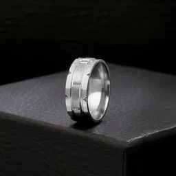 yellow chimes Rings for Men Stainless Steel Silver Ring Brick Pattern Band Finger Ring for Men and Boys image 2