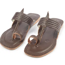 korakari Women's Stylish and Comfortable Kolhapuri Chappal with Five Braided Durable Handcrafted Leather with Anti Slip Sole Cord Stitching image 4