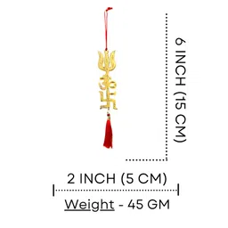 Salvus APP SOLUTIONS Om Trishul Swastik Trishakti Yantra with Red Dhaga - Sacred Door & Wall Hanging for Positive Energies and Vastu Correction (6 inch_Golden) [Pack of 2] image 2