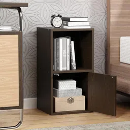 Lukzer 2 Layer Wooden Book Rack/Shelf/Stand | Multipurpose Storage Cabinet & Bookshelf with Open & Enclosed Shelves | Compact Organizer for Bedroom, Kitchen, Living Room & Office (MR-021/Wenge) image 1