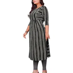 lerkiza Women's Mother Feeding 3/4 Sleeve Boat Neck Anarkali Calf Knee Length M to 3XL Size Cotton Kurti.(1421) image 4