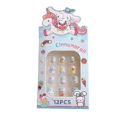 adornish 36 Pcs Kawaii Girls Press On Nail Set - Cute Sanrio Kuromi Kids and Cinnamoroll DIY Nail Art - Pre-glue Girls Kawaii Nails Edit image 3