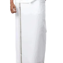 tuni mani Men's Cotton Special Quality Welcro Dhoti/Jari Border Pocket Vesti/Adjustable for all size image 1