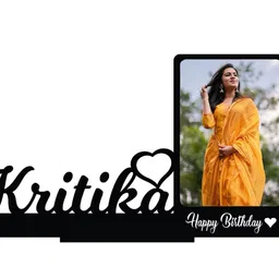 pixelkari Personalized Wooden Rectangular Shape Wall Mount Photo Frame With Photo And Name Spell, Customized Gifts For Birthday And Anniversary, 11.5 x 7 inch image 1