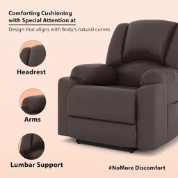 Softland Rhino Single Seater Leatherette Manual Recliner (Dark Tan) image 3