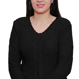 Kuku Hosiery Fancy Half Sleeves Saree Blouse for Women| Buttoned Winter top|Winter wear image 1