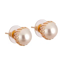 zeneme Earring Engraved Pearl Daily Office Wear Push Back Stud Jewellery For Girls and Women image 5