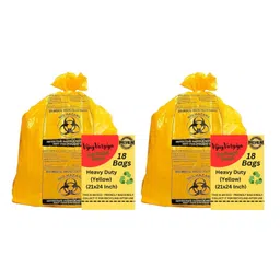 generic Heavy Duty Biohazard/BioMedical Waste Bag | 75 Micron Hygiene Bio Waste Bag | Printed Garbage Bags, Leak-Proof, Medical Grade (36 Count (Yellow), 21x24 Inch) image 1