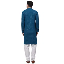 jompers Men Chikankari Embroidered and Sequence Kurta with Churidar image 2